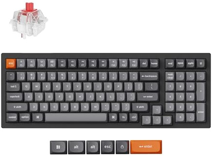 Keychron K4 Max QMK Wireless Custom Mechanical Keyboard, 96% Layout Tri-Mode Bluetooth 5.1/2.4G/USB-C Programmable White Backlight, Super Brown Switch Gaming Keyboard for Mac/Windows, US ANSI Layout