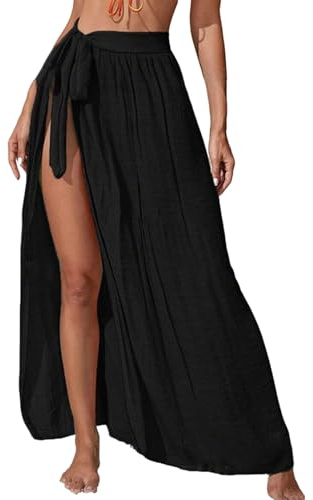 JAONLD Gonna Pareo Donna Mare Lunga, Lunghezza 100cm/Circonferenza Vita 76cm, Gonna Copricostume Bikini, Vestito da Mare Adatto per Spiagge, Piscine e Feste (Nero)