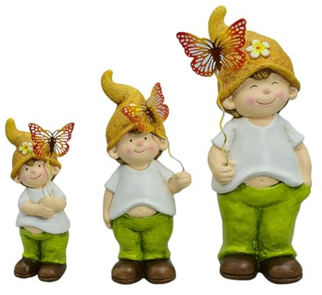 MOBUTOFU 3pièces Figurines De Gnomes Céramique Décoration De Jardin Adorable pour Extérieur Et Intérieur Statues De Gnomes Colorées pour Cour Pelouse Et Bureau
