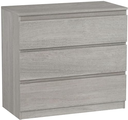 HOMCOM Cassettiera con 3 cassetti, per camera da letto, soggiorno, effetto legno grigio
