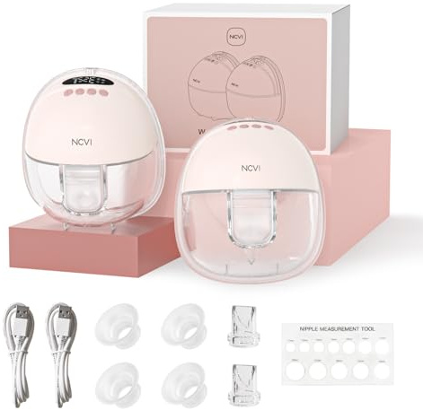 NCVI Extractor de leche eléctrico manos libres, extractor de leche materna portátil con 4 modos y 9 niveles, recargable inalámbrico, rosa