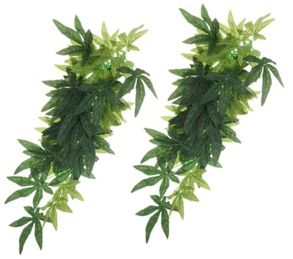 BESPORTBLE 2 Pièces Plantes Suspendues pour Terrarium Reptile Décor Réaliste à Artificielles Accessoires pour Habitat Dragon Barbu Gecko Lézard et Tortue Lot