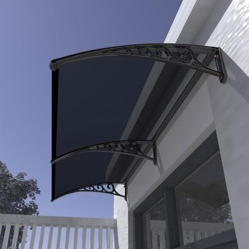Window Awning Door Canopy Exterior, Patio Window Cover Polycarbonate Rain & Snow Protection, Polycarbonate Cover Patio Canopy For House, Outside,(Black,60 * 60cm/24 * 24in)