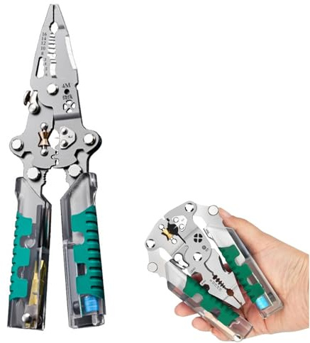 18-in-1 Folding Wire Stripper Pliers – Multifunctional Tool with Voltage Detector, Crimper & Stylus Screwdriver for Cutting, Stripping & Pulling Wires
