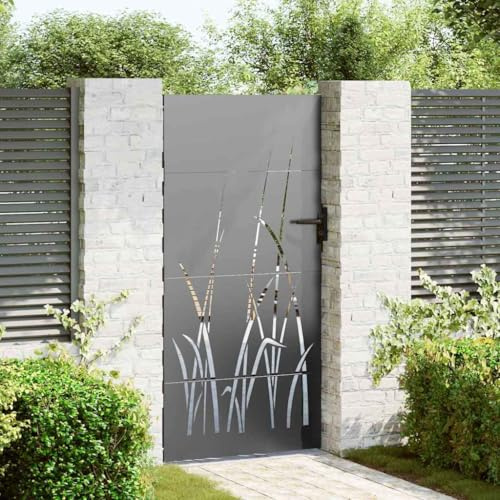 Festnight Puerta Jardin Metalica, Puerta para Valla Acero Oxidado, 105 x 200 cm,Type-6