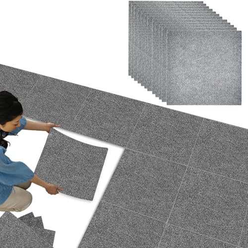 20 Stück Selbstklebende Teppichfliesen 30x30 cm, Rutschfeste & Waschbare Auslegware, Verschleißfester Teppichboden zum Zuschneiden für Wohnzimmer, Büro
