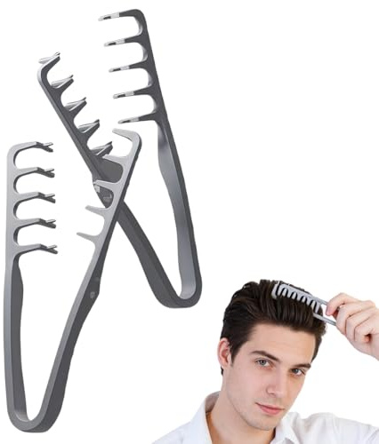 VRYNDH 2 Pièces Peigne À Texture Pliable,Peigne Cheveux bouclés,Dent Large | Outil Volumateur Roots pour Franges, Accessoire De Toilettage Femme pour Un Toilettage Volumineux Et Précis(Gris)