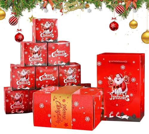 Scatola di Natale per tirare denaro, pop-design, dispositivo di uscita per denaro, pieghevole, per compleanni, bambini, adulti, amici, famiglia, feste e feste