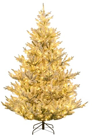 LIFEZEAL Árbol Artificial Nevada de 180/210 cm con Luces Integradas, Árbol de Navidad, Pop Up, Se Abre Solo, con 762 Ramas Muy Frondosas, Nieve, Ignífugo, Christmas Tree (210 cm)