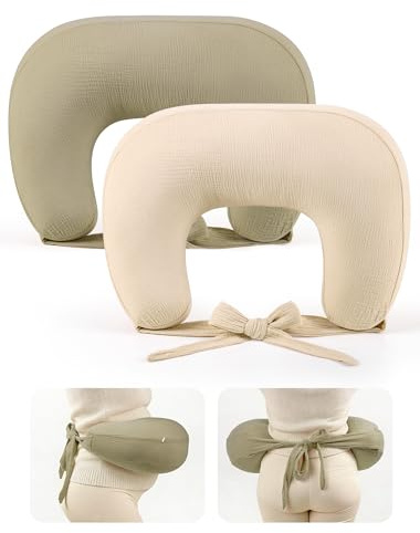 lulumoon Muslin Nursing Pillow Covers - 2-Pack Soft Cotton Slipcovers for Breastfeeding & Bottle-Feeding - Extension Strap for Snug Fit & No Sliding - Hidden Zipper Safety for Newborn Baby