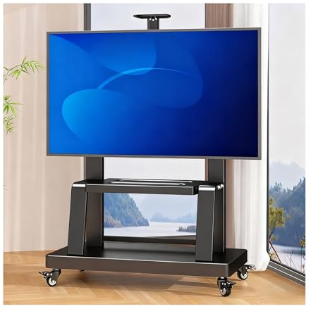 HBOOMOEM Soporte TV De Suelo con Ruedas Carro，Carrito De TV MóVil para Televisores，Altura Ajustable, FáCil De Mover, Adecuado para Sala De Estar, Dormitorio, Oficina.(32-65in)