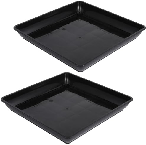DOITOOL 2 Platillos Cuadrados para Plantas Bandejas de Drenaje de Plástico Negro 350 Ml Base Resistente para Macetas de Interior y Exterior Recogedor de Agua para Jardinería y