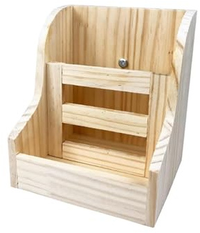 Distribuidor automático de heno para Conejos Alimentador de heno Madera, dispensador Alimentos, comedero for Conejillo Indias, Jaula for Conejos, Mascotas, Chinchilla, cobaya, hámster(Wood 2 in 1)