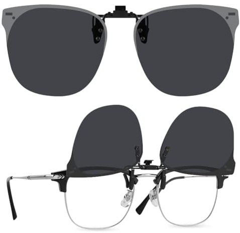 URAQT Clips Lunettes De Soleil Polarisées, Clip Lunettes Conduite De Nuit Polarisées, Hommes Femmes Anti Eblouissement Et Ultra Léger Pour La Conduite Et Les Activités Plein Air