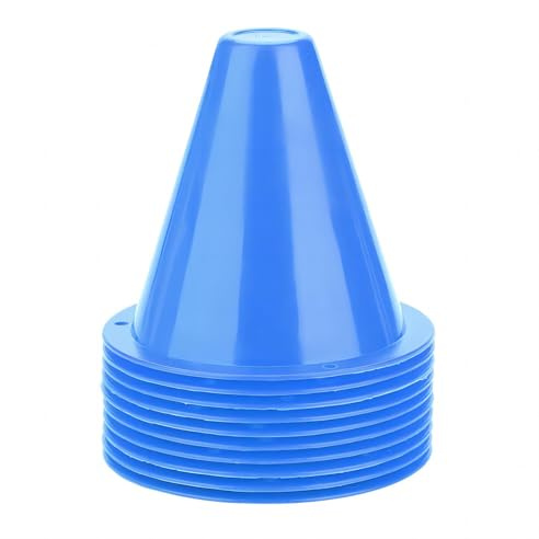VIFERR 10Pcs Soccer Training Cones, Sport Training Traffic Cones Activity Cones for Kids, Football Barriers Plastic Holder Marker for Indoor Outdoor Activities Football Traning (Blue)
