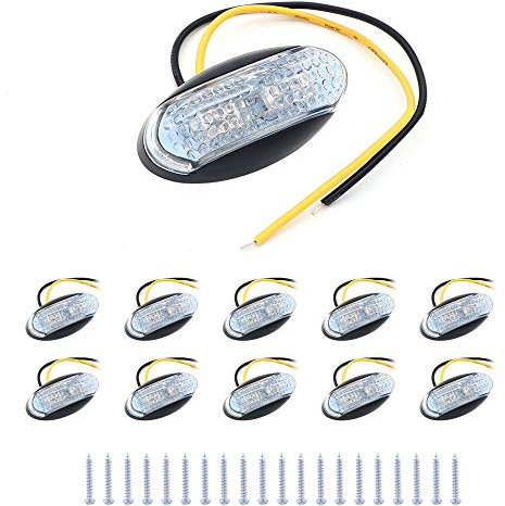 NUZAMAS 10 LED-Seitenmarkierungsleuchten, 12 V / 24 V, IP68, wasserdicht, 4fach-LED, Positionsanzeige, LED-Leuchten vorn hinten, gelb, orangefarbene Glühlampen, Anzug für LKW, Boote, Anhänger