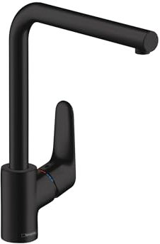 hansgrohe Focus M41 Küchenarmatur (Wasserhahn Küche ohne Schlauchbox, 360° schwenkbar, hoher Auslauf 280mm) Mattschwarz