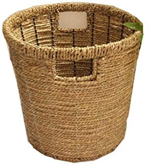 MYBA Poubelle Corbeille à Papier broyée à la Main avec Corbeille à ordures, préparation du Panier en Osier, préparation du Bambou Corbeille à Papier (Color : Yellow)