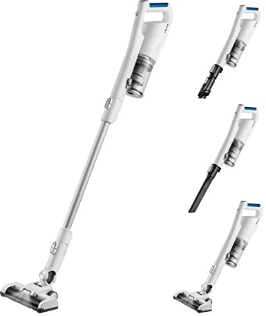Midea MCS2021WB Aspirapolvere Senza Fili, 2 in 1 Scopa Ricaricabile P5, Durata a 45 Minuti, Spazzola Con Luci LED, Soddisfa Varie Scene Di Pulizia, Bianco-Blu