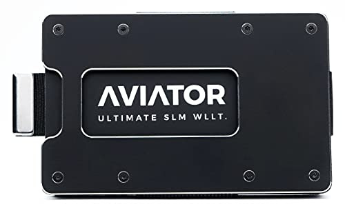 Aviator Slim Wallet Obsidian Black Slide - Minimalismus Geldbörse Brieftasche für Damen und Herren - Kartenetui mit Münzfach und Cash Strap - RFID - Made in Germany - Aluminium - Design Award