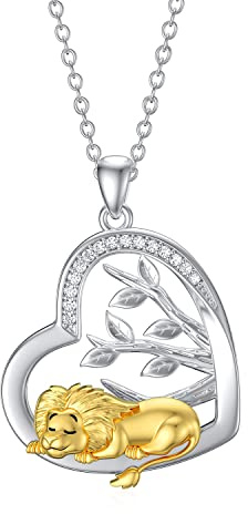 LONAGO Tier Halskette 925 Sterling Silber Tiger Kuh Löwe Fledermaus Anhänger Halskette für Damen