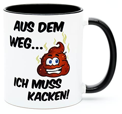 Aus dem weg Scheiße Ich muss kacken Klo Tasse Kaffeetasse Toilette lustige Handwerker Geschenke Klotasse Kackhaufen lachen Becher witzige Scheißhaufen mit Spruch Arbeit Ich Liebe Shit Keramik 330 ml