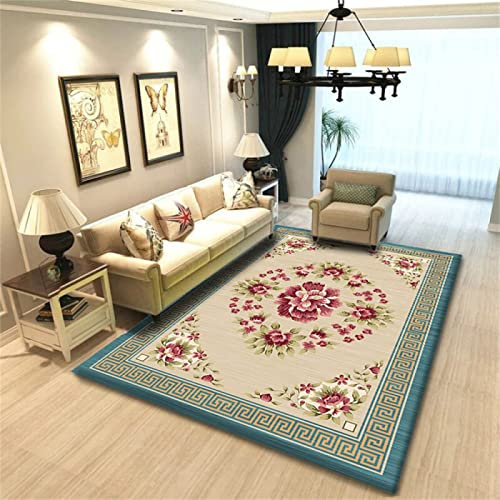 DJHWWD Teppich Wohnzimmer Rund Mehrfarbig flickenteppich waschbar jugendzimmer Wohnzimmerdekorationshotel Im Chinesischen Stil 130x190cm für Balkon wasserfest tepiche Schlafzimmer