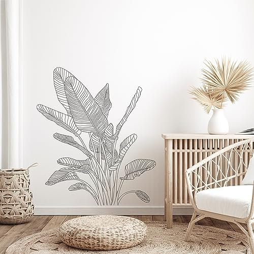 Tanlaby Tropicale Pianta Adesivi Murali Boho Moderno Adesivi da Parete Schizzo Foglie di Palma Tropicale Stickers Muro Removibili per Camera da Letto Soggiorno Cucina Divano TV Decorazione Parete