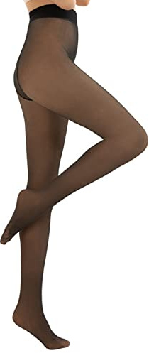 MIVAIUN Collant foderati Leggings donna inverno spesso caldo stretto per le donne falso traslucido collant Collant in pile termico extra spessi con doppia fodera elasticizzato, taglia unica (Nero)