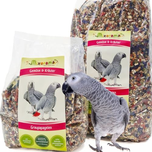 Mixerama Graupapageien Gemüse & Kräuter - natürliches Futter für Papageien - bestes Papageienfutter für den Graupapagei