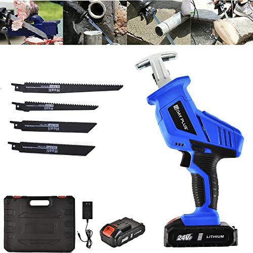 Cordless Battery Powered Reciprocating Saw Variable Speed 0-1900RPM, Cordless Sabre Saw 150mm Max Cutting Depth, Electric Saw for Wood & Metal Cutting -1 Battery