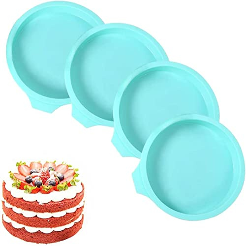 LATRAT Kuchenform Rund, Schichtkuchen Backform, 4 Stück Backform 15cm Rund, für Kuchen, Harzuntersetzer, handgemachte Seife, 6inch Grün