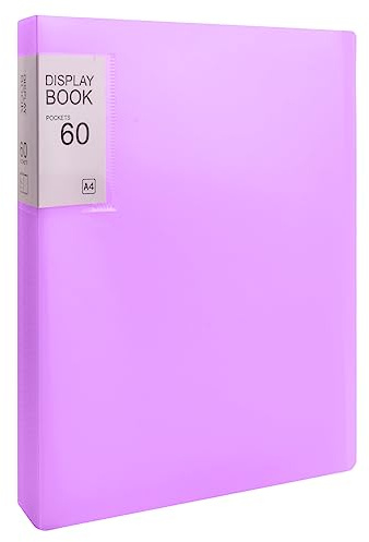 A4 PP anslagsbok med 60 genomskinliga fickor, presentation projektmapp, presentationsbok med ficka, A4 dokumentskydd för rapportark (lila)