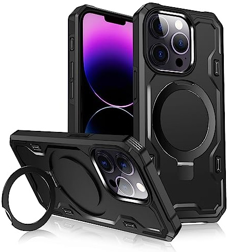 Lokyoo for iPhone 13 Pro 6.1'' Case, [Compatible with Magsafe] [Invisible Built in Stand & Ring Holder] MIL-Grade, Dual Layer Shockproof Full Protective Case for 13 Pro-Black