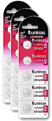 Uniross Pack de 3 x 5 Piles Lithium CR1620, 3V
