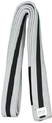 Playwell kampsport barn gradering grå BJJ Ju, Jiu Jitsu bälte med svart rand (220 cm)