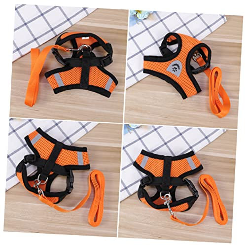 Mipcase Dog Harness Vest and Breathable Mesh Dog Vest Adjustable Back Chest Strap Size s Orange Lightweight Pet Leash Collars and Puppies