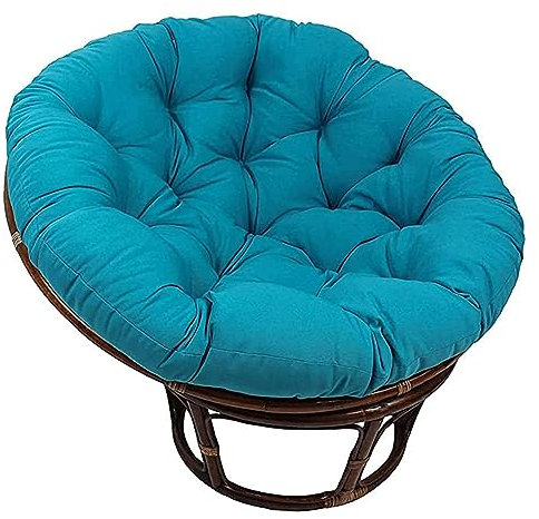 Runde Papasansessel Kissen, Dicke Perle Baumwolle Polsterung Schaukel Kissen, Papasan Wicker Rattan Ei Stuhl Pad + Rutschfesten Krawatten, Für Innen- Und Außenbereich(Size:120cm,Color:navy blue)