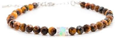 Liberty Angels Edelstein-Armband für Damen & Herren - Echtes Opal & Tigerauge Armbänder mit 925er Silber, Heilstein-Armband für Innere Stärke, Yoga, Meditation & Alltag - Tiger Auge