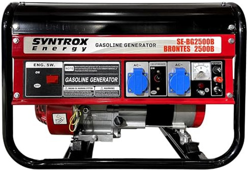 Syntrox Notstromaggregat, Brontes, 2 kW, Krisensicherheit, elektronische Geräte, 220V, 6,5 PS, 15 Liter Kraftstofftank, leise,Camping, Benzin Notstromgenerator, Geringes Betriebsgeräusch