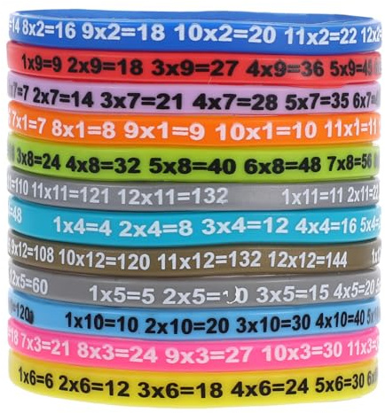 Happyyami Multiplication Tables Bracelet Silicone Student Wristband Educational Wrist Ornament for Classroom Learning Preprimers Birthday Gifts 12 pack