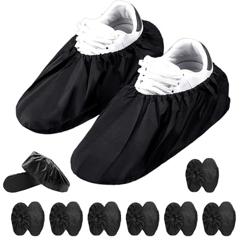 Zercart 8 Pairs Non Slip Reusable Waterproof Shoe Covers Shoes Protectors Shoes Covers Oxford Cloth Elasticity Dustproof Overshoes for Carpet Floor Protection Household Machine Washable