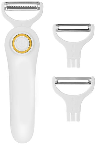 3 en 1 pelador eléctrico, Cortadora de Frutas Automático USB Pelador Julia eléctrico para Patata Pepino Zanahoria Queso