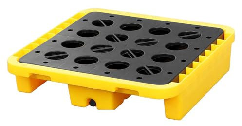 OLSKFUH Auffangwanne für Auslauf, Auffangwanne mit Ablauföffnung und Gitterrost auf Flacher Oberseite, Tragkraft 176/2200 lb, Polyethylen-Material, 72 x 72 x 16 cm
