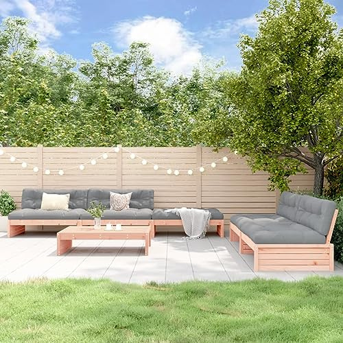 WEMYUFURN 6-TLG. Garten-Lounge-Set mit Kissen Massivholz Douglasie, Outdoor-Sitzgruppe, Terrassen-Lounge-Set, Garten-Couchgarnitur - Wetterbeständig, Komfortabel - für Terrasse, Garten und Balkon