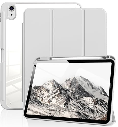 BFGTSJF Hülle für iPad (A16) 2025 / iPad 10. Generation 2022 10,9, Grau | für iPad (A16) 11. Generation 11 Zoll, iPad 10. Gen 10,9 Zoll, Stifthalter, Auto Schlaf/Aufwach, transparenter, Weiches TPU