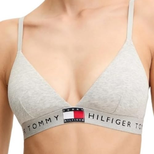 Tommy Hilfiger Damen Triangel BH mit Logobund, Grau (Light Grey Heather), S