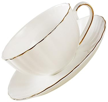 VOSAREA Tasse à Café Simple Soucoupe, Porcelaine Osseuse Blanche 220 Ml | Ensemble 1 Pièce, Finition Décorative, Usage Boulangerie et Restaurant, Pratique, Solide, Blanc Pur
