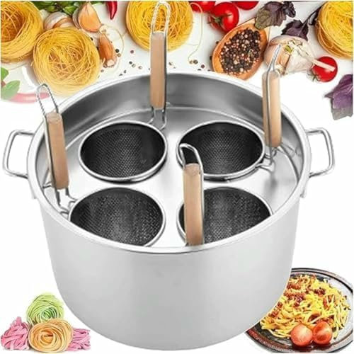 FLTRGO Pentola Multifunzionale per zuppa con colino, utensile per Cucinare la Pasta con cestelli per colino, pentole per Pasta, Set di Inserti per cuocipasta in Acciaio Inox, pentole per brodo~/