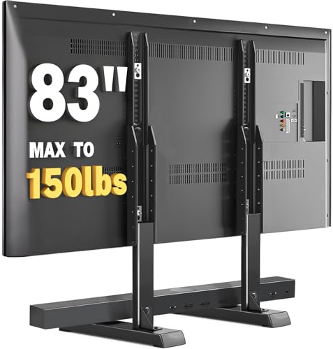 TAVR Universal Table Top TV Stand Base for 24-83 inch TVs Hold up to 150lbs | Strong TV Legs with Height Adjustment and Cable Management, Max VESA 800x500mm, Black
